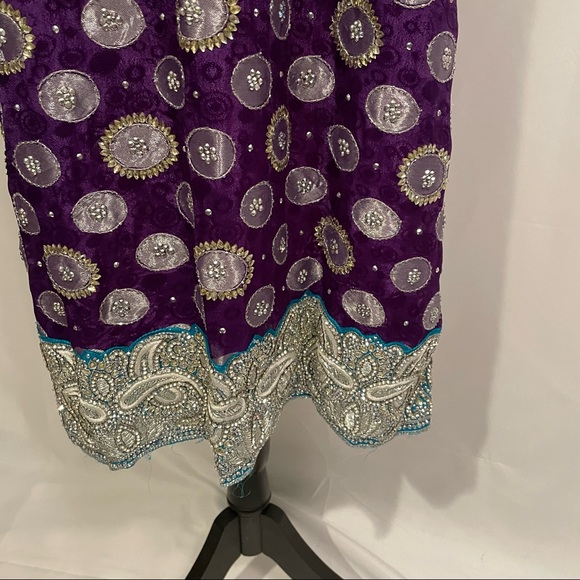Purple Foil Salwar Kameez Indian 3-Piece Set – Size 40 - Picture 5 of 15